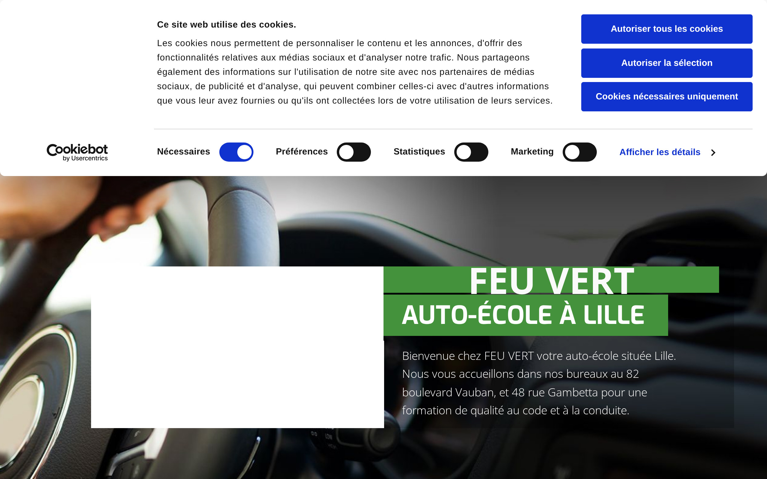 Aperçu du site Auto École Feu Vert