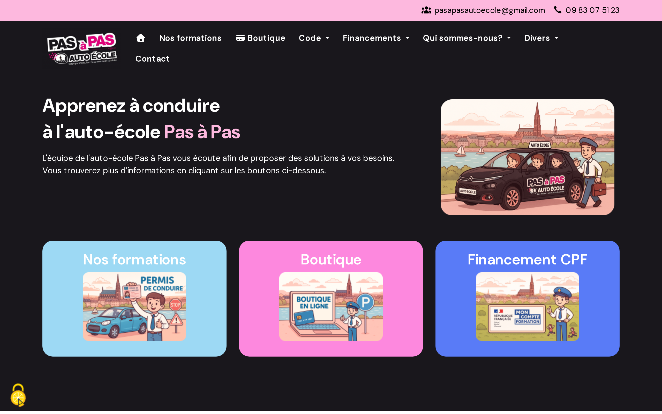 Aperçu du site Auto-école Pas à Pas