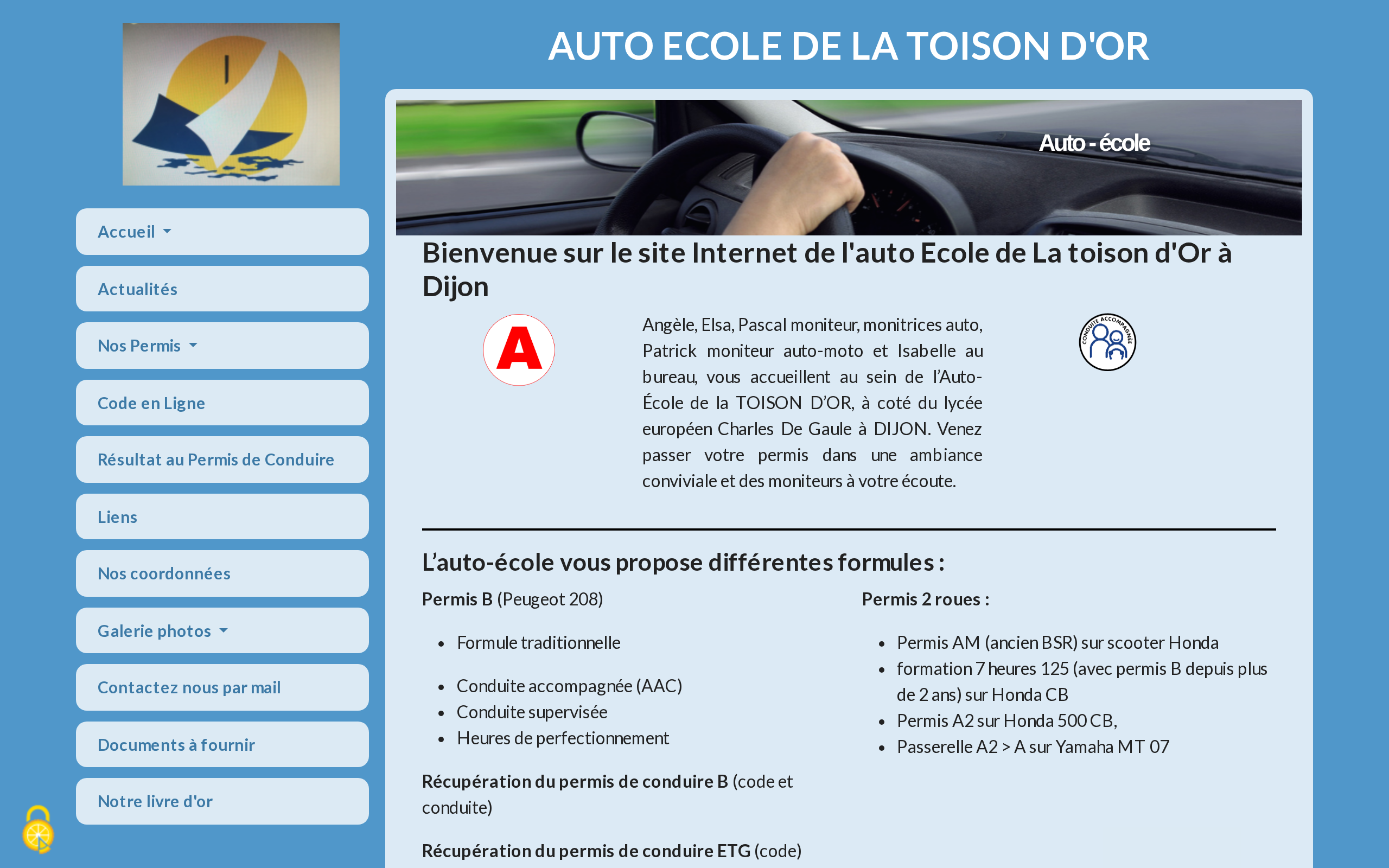 Aperçu du site Auto École de la Toison d'Or