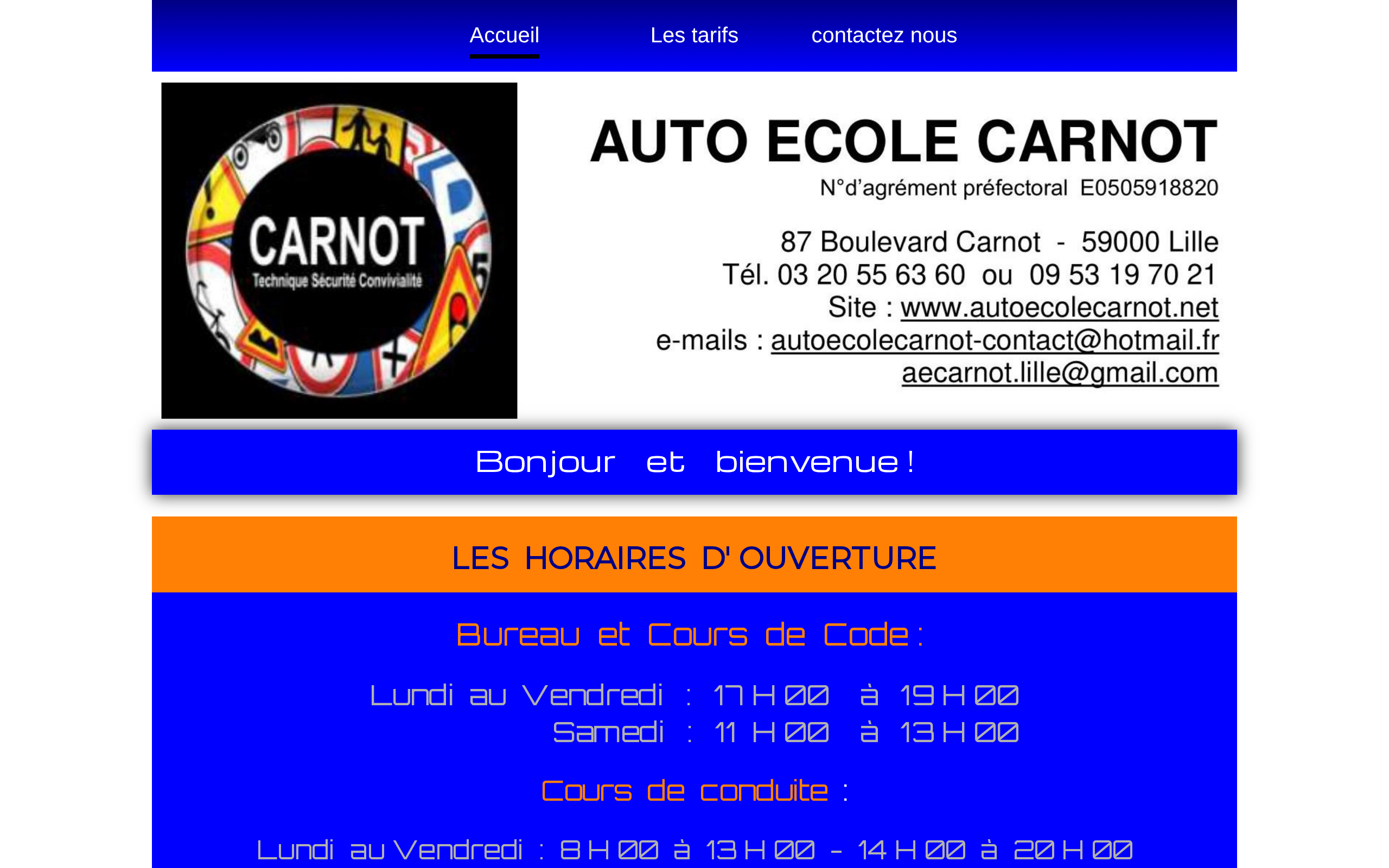 Aperçu du site Auto-école Carnot