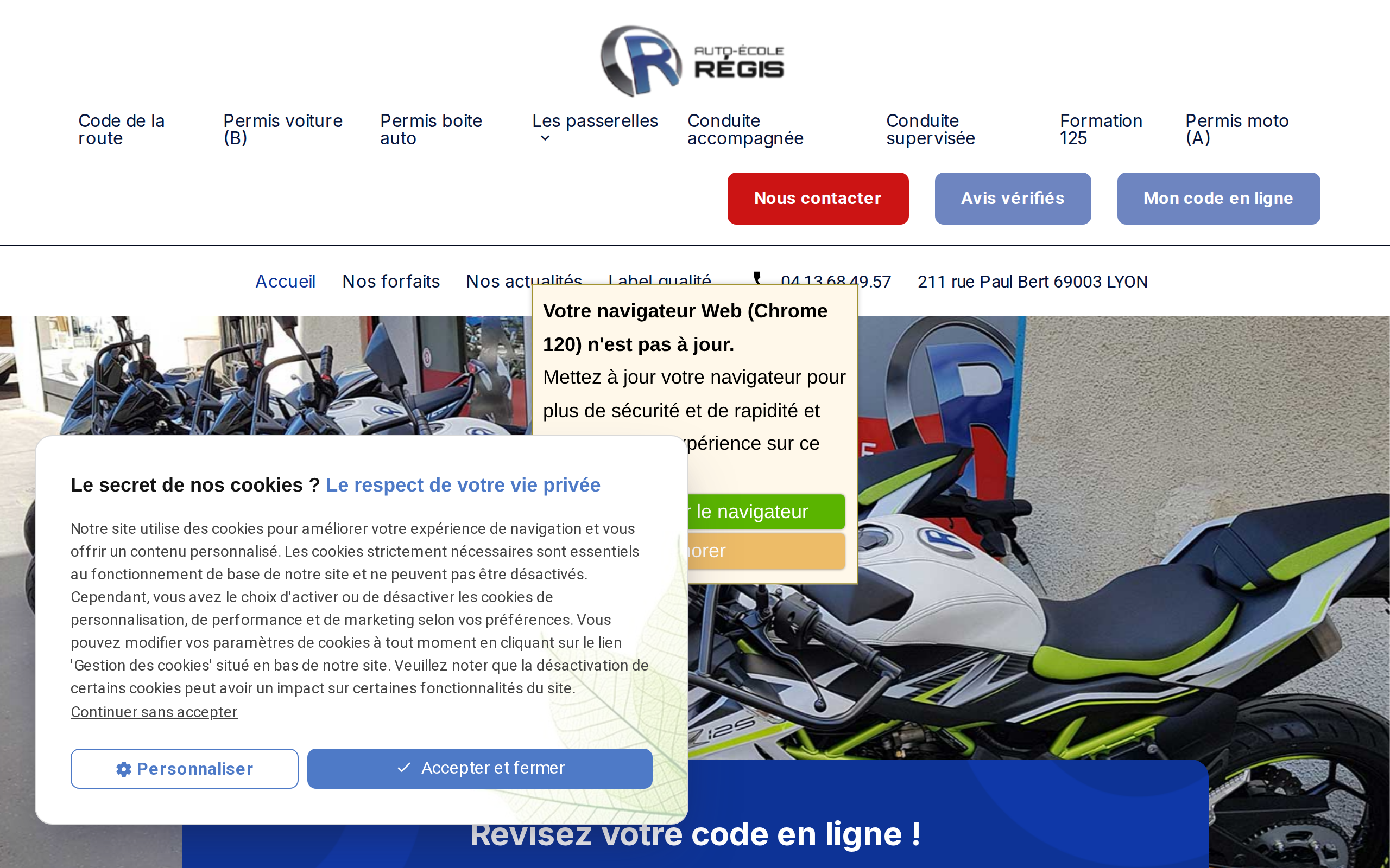 Aperçu du site Auto-École Régis