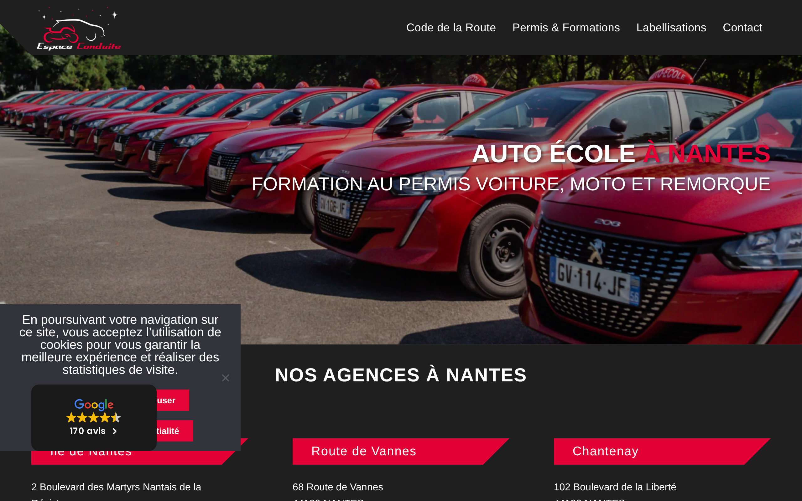 Aperçu du site Espace Conduite