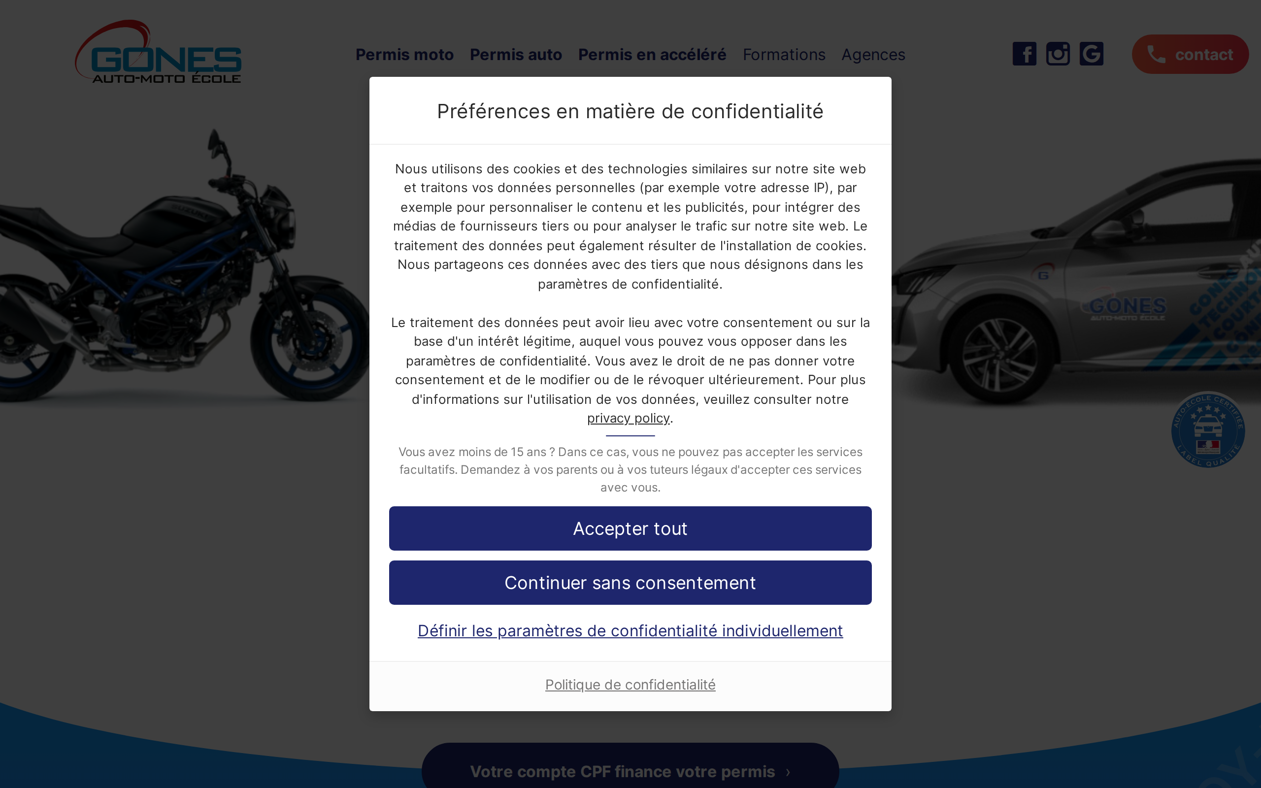 Aperçu du site Gones Autoécole