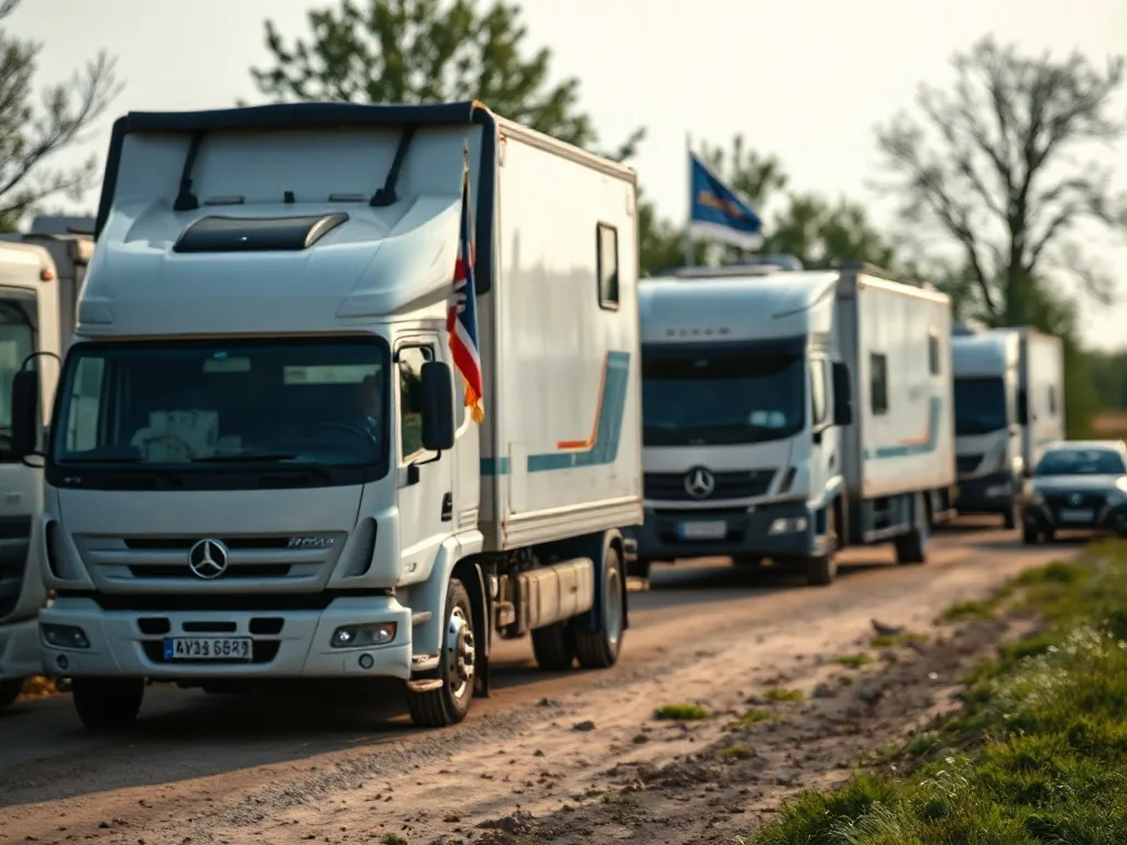 Camping-car poids lourd sur une route de montagne, vu de profil, avec un autocollant VASP visible sur la carrosserie.