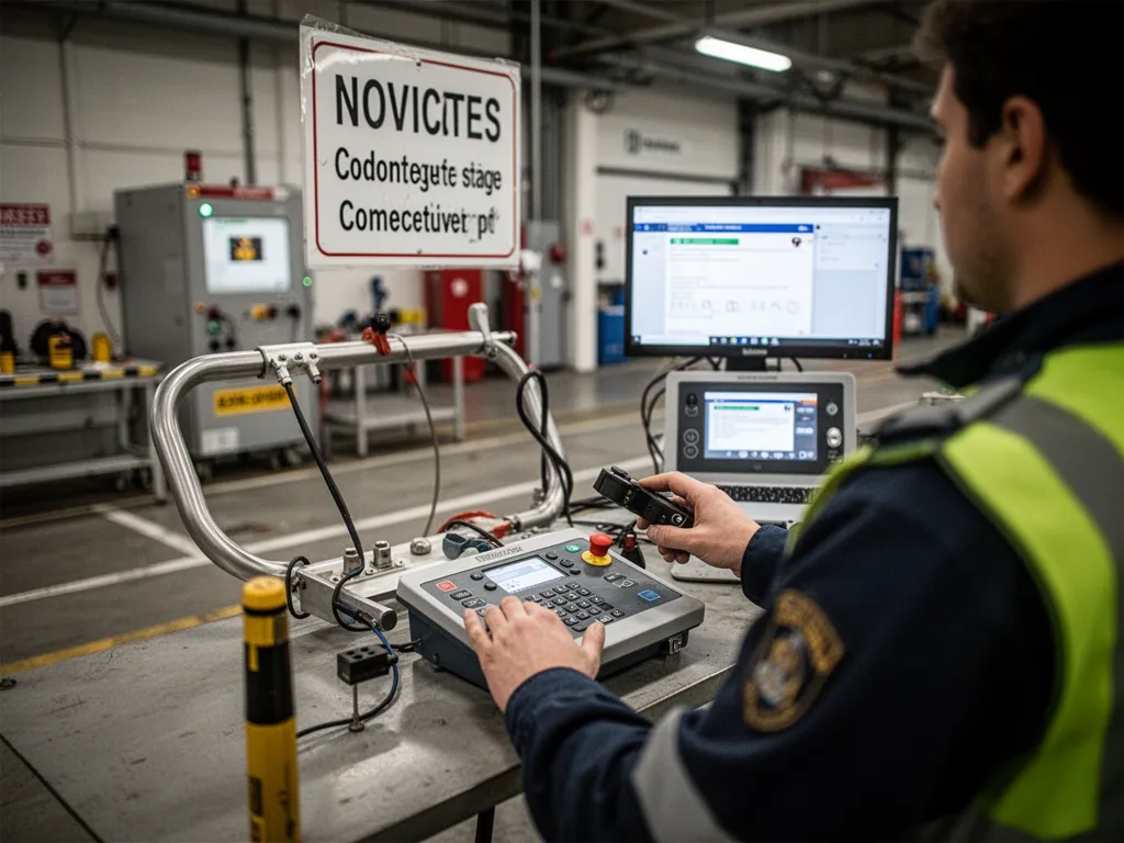 Groupe de conducteurs assis en salle pendant un stage de sécurité routière, formateur au tableau