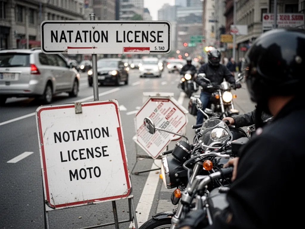 Un motard en circulation suivi par une voiture d'inspection