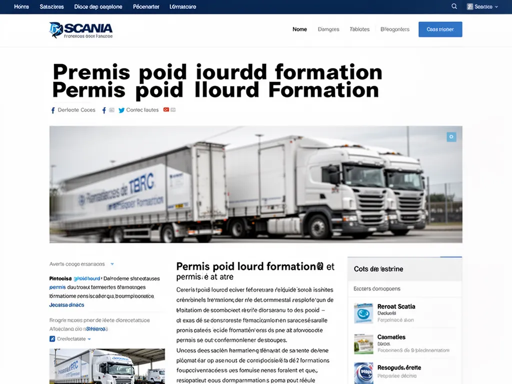 Camion poids lourd garé devant un centre de formation, formateurs et stagiaires discutent
