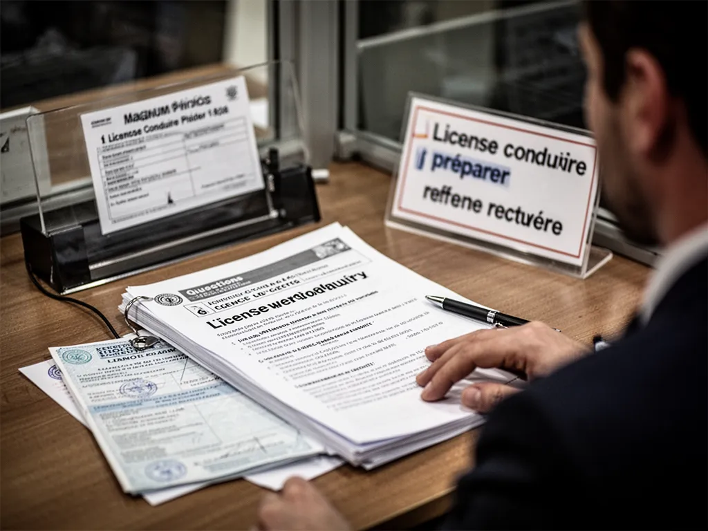 Gros plan sur une main qui coche une réponse sur une feuille d'examen du code de la route