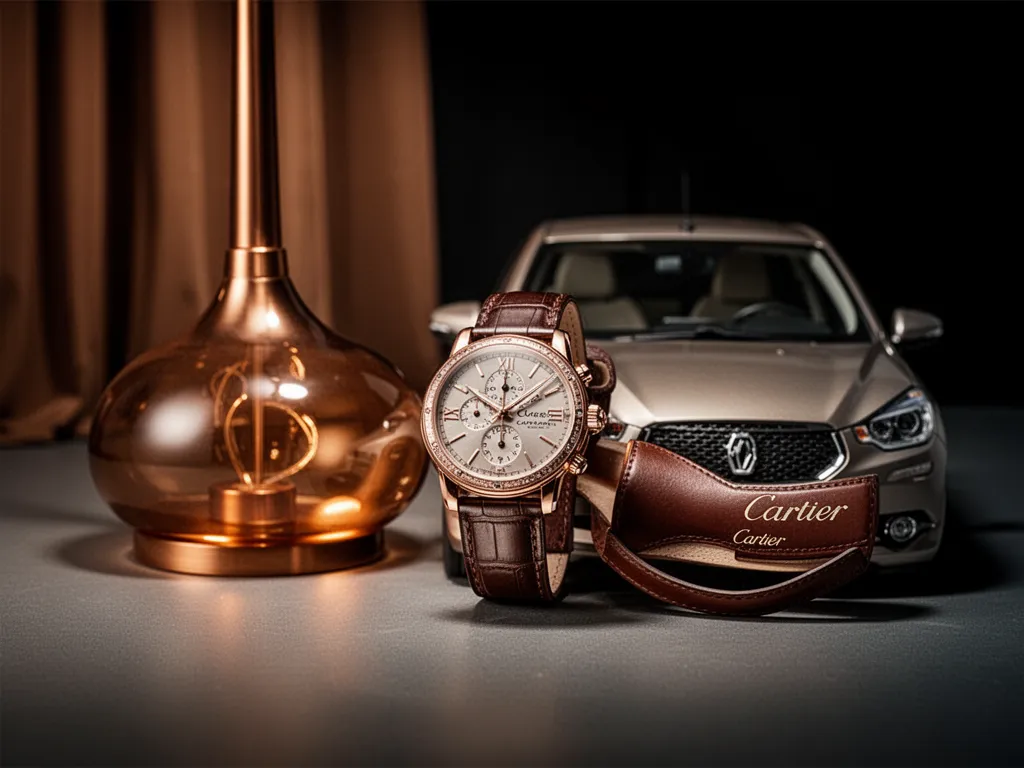 Petite voiture citadine blanche garée dans une rue piétonne bordée de commerces