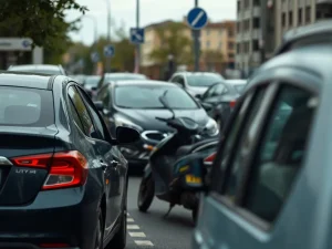 Téléphone posé à côté d'un contrat d'assurance auto, avec un stylo et une carte grise sur un bureau.